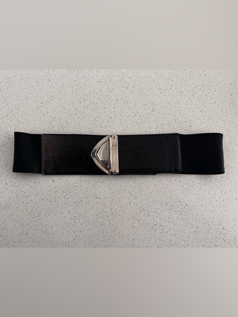 2/$20🔥 LeChateau Wide Black Elastic Belt with Silver Tone Accent